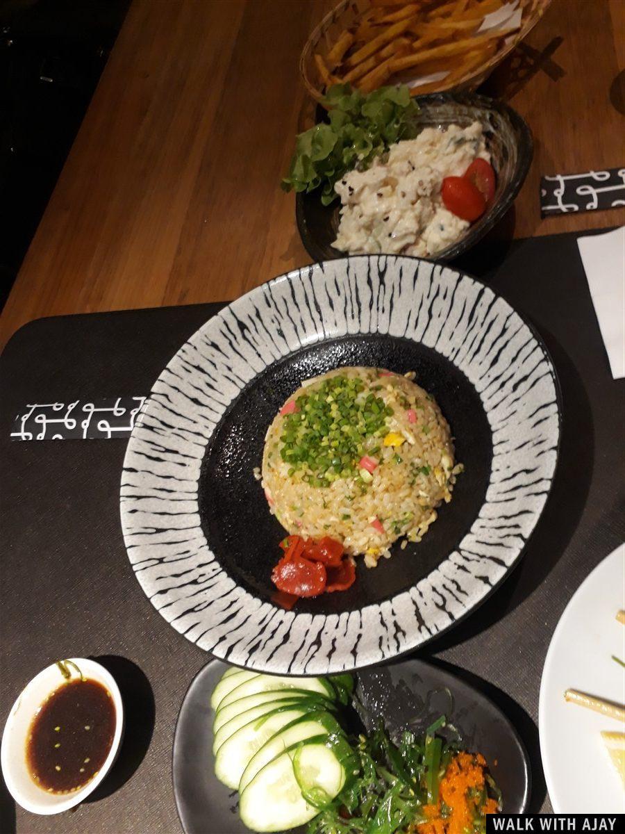 Tasty Japanese dinner fried rice and salad with good presentation